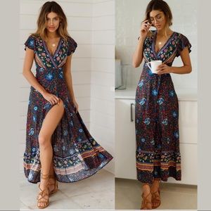 SOLD-Vintage Boho wrap dress